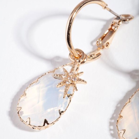 Luxury Opalized Drop Earrings with Star Charm - Picture 3 of 3